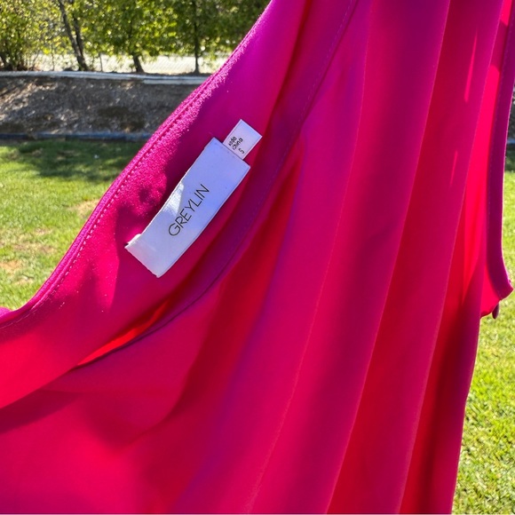 Greylin Asymmetrical Pink Ruched Tank Top #161 - Picture 2 of 2